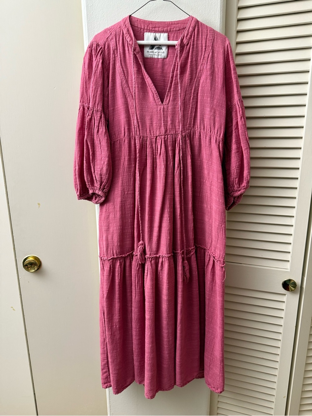 Rose Pink V-Neck Tiered Maxi Dress